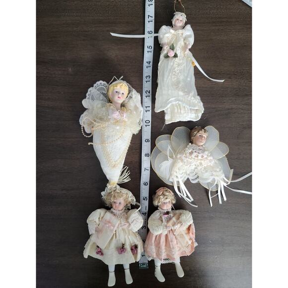KSA Collectables Vtg Kurt Adler Jocelyn Mostrom Porcelain Doll Ornament Lot Of 5 - Picture 3 of 11